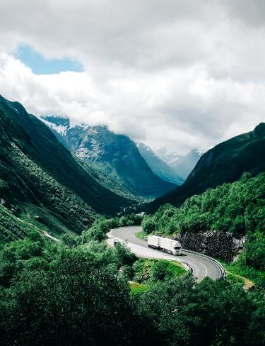 Trucks in landscape